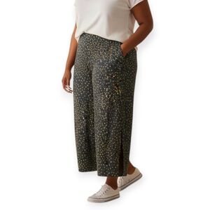 Flowy Wide Leg Crop Lounge Pants Black Yellow 3X Comfy